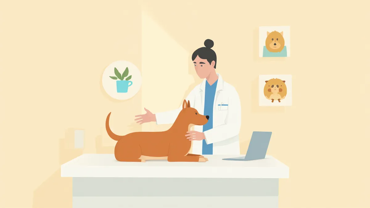 24시 동물병원에서 수의사가 반려견을 진찰하는 모습