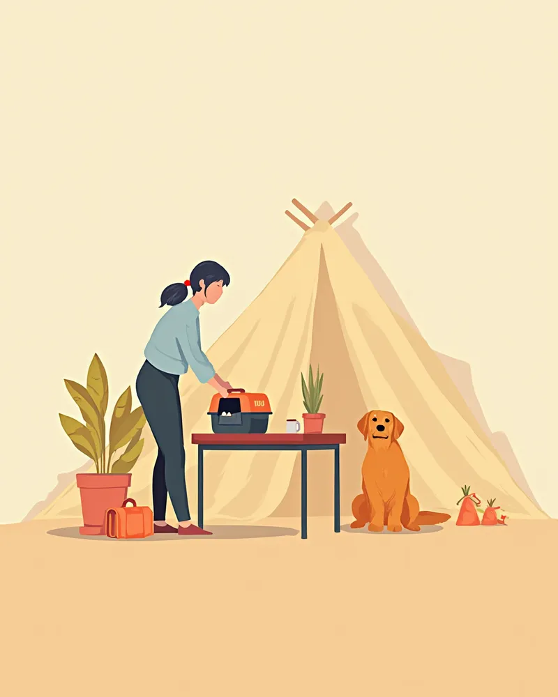 반려동물 응급 이동을 위해 캐리어와 준비물을 챙기는 보호자