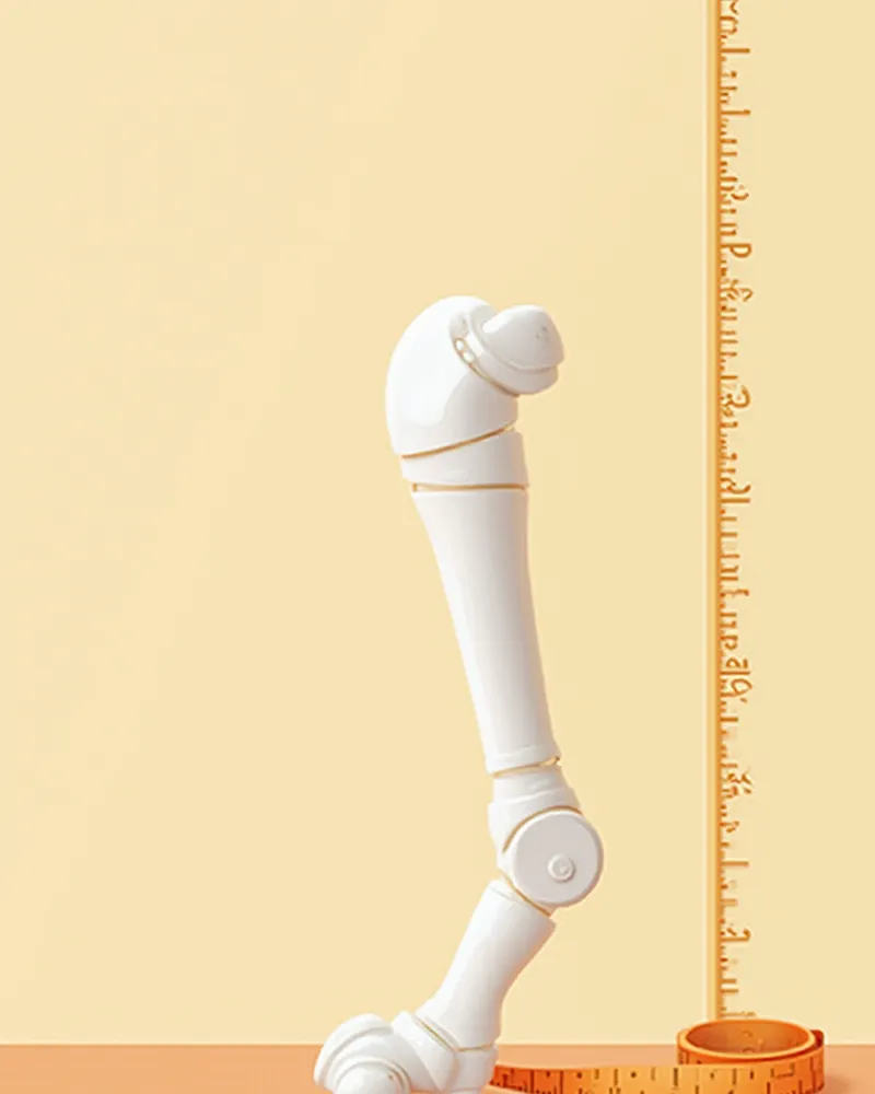 병원 진료대 위에 놓인 3D 프린팅 의족과 측정 도구