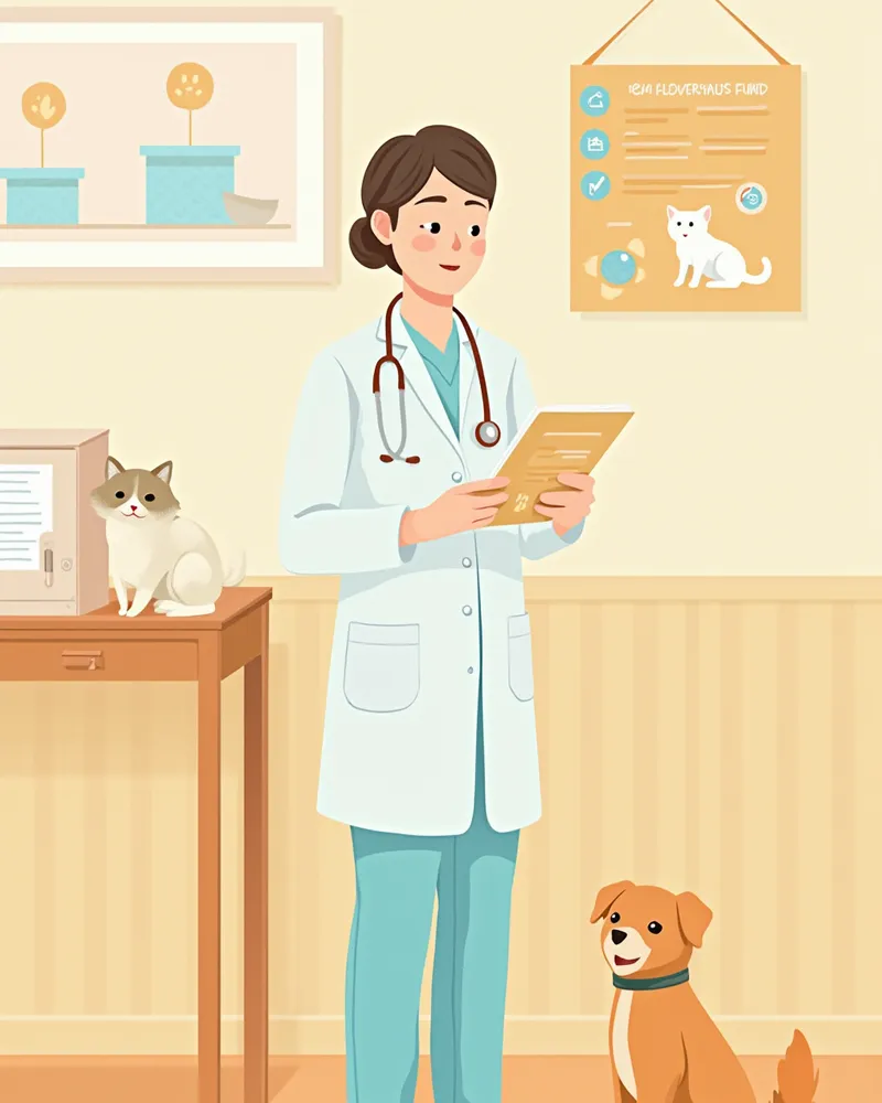 수의사가 클리닉에서 사료 라벨을 확인하고 있는 모습