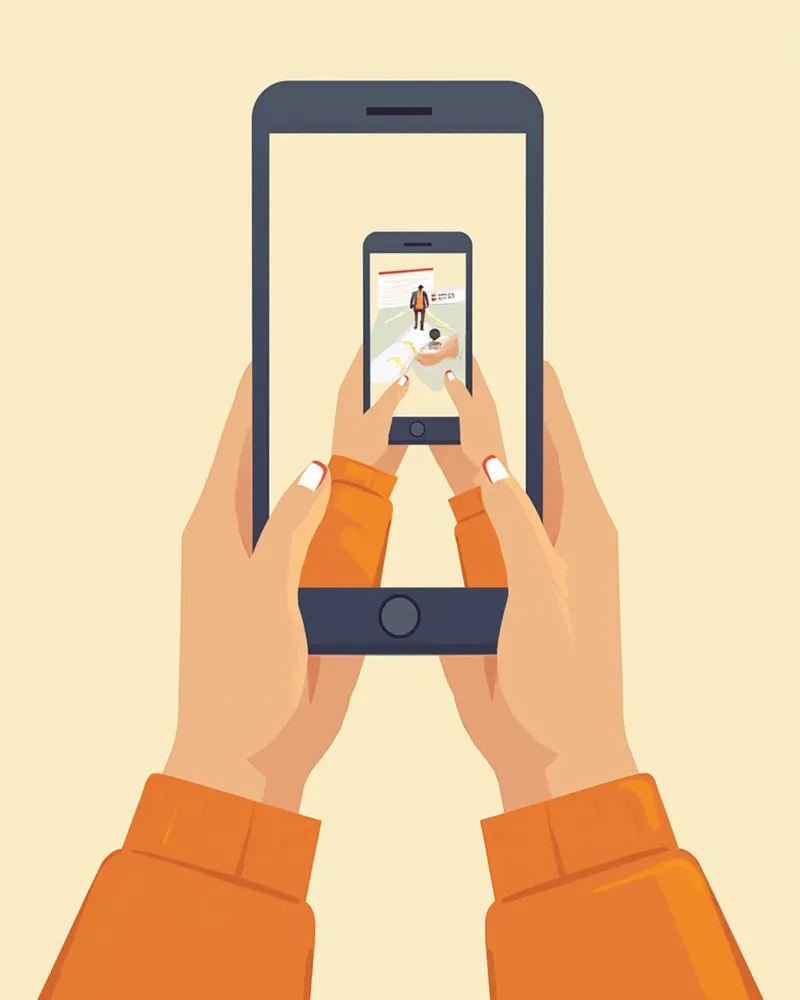 안전한 거리에서 학대 증거를 촬영하는 모습