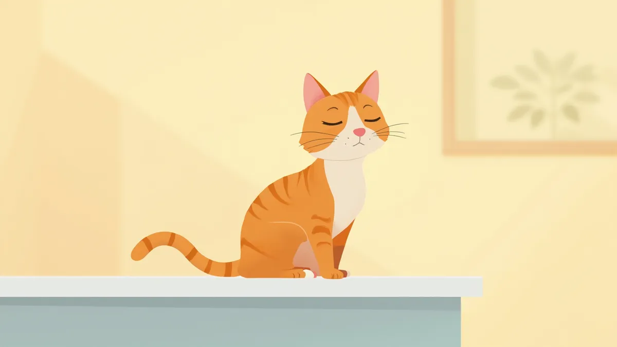 검진대 위에 앉아 있는 아비시니안 고양이