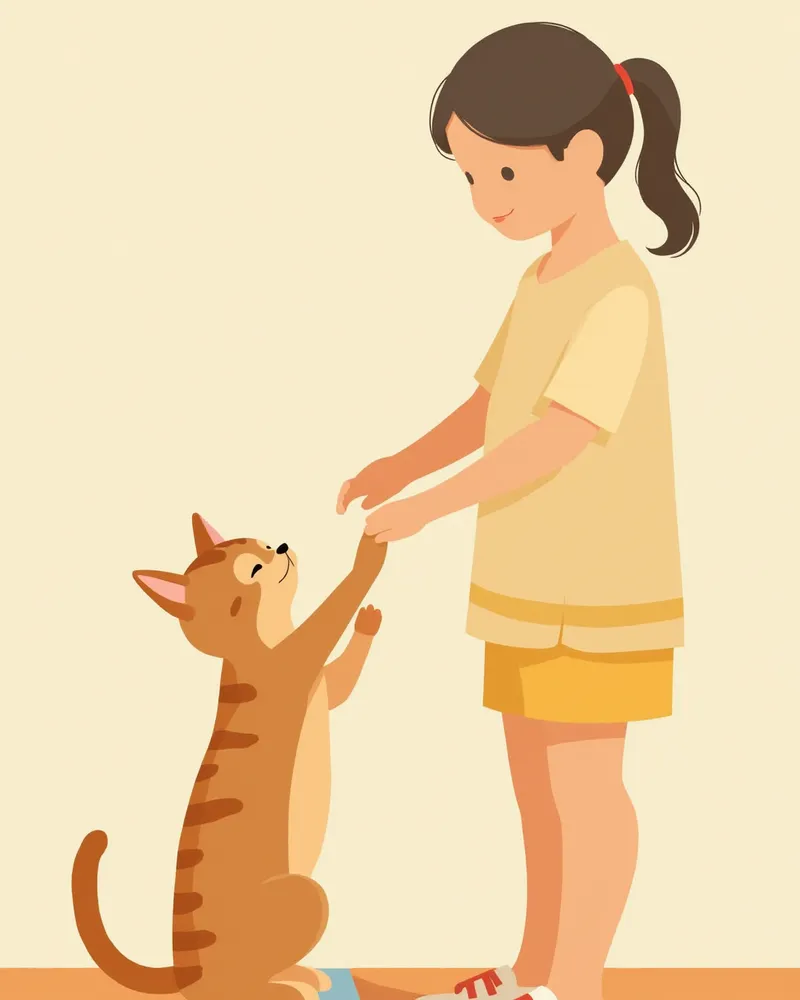 집에서 체중을 재고 있는 아비시니안 고양이