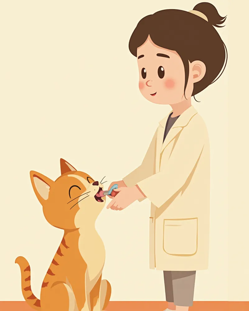 동물병원에서 수의사가 고양이 잇몸을 확인하는 모습