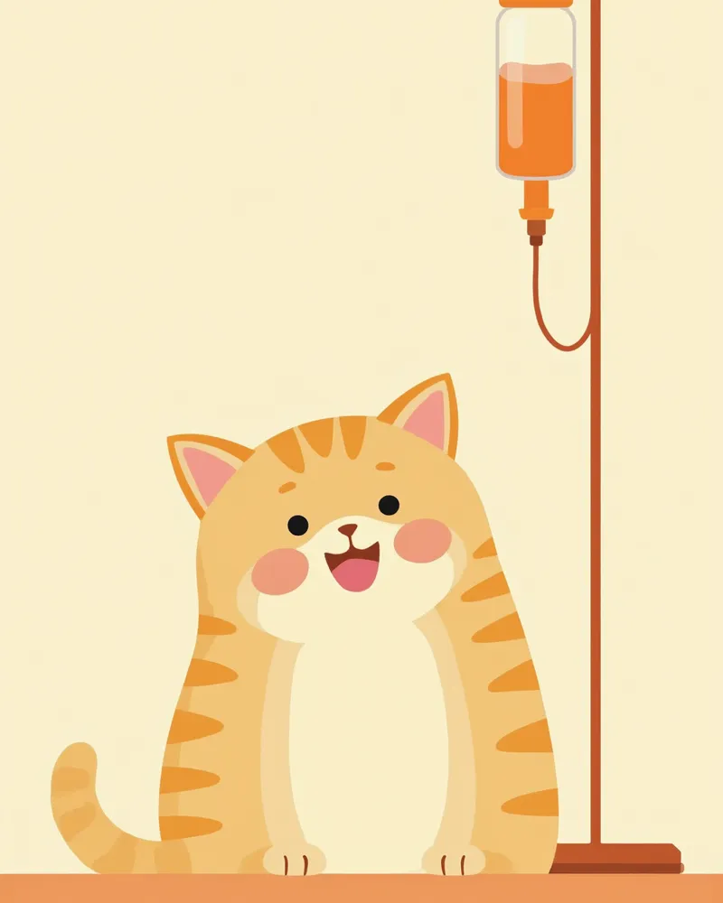 동물병원에서 수액 치료를 받고 있는 고양이
