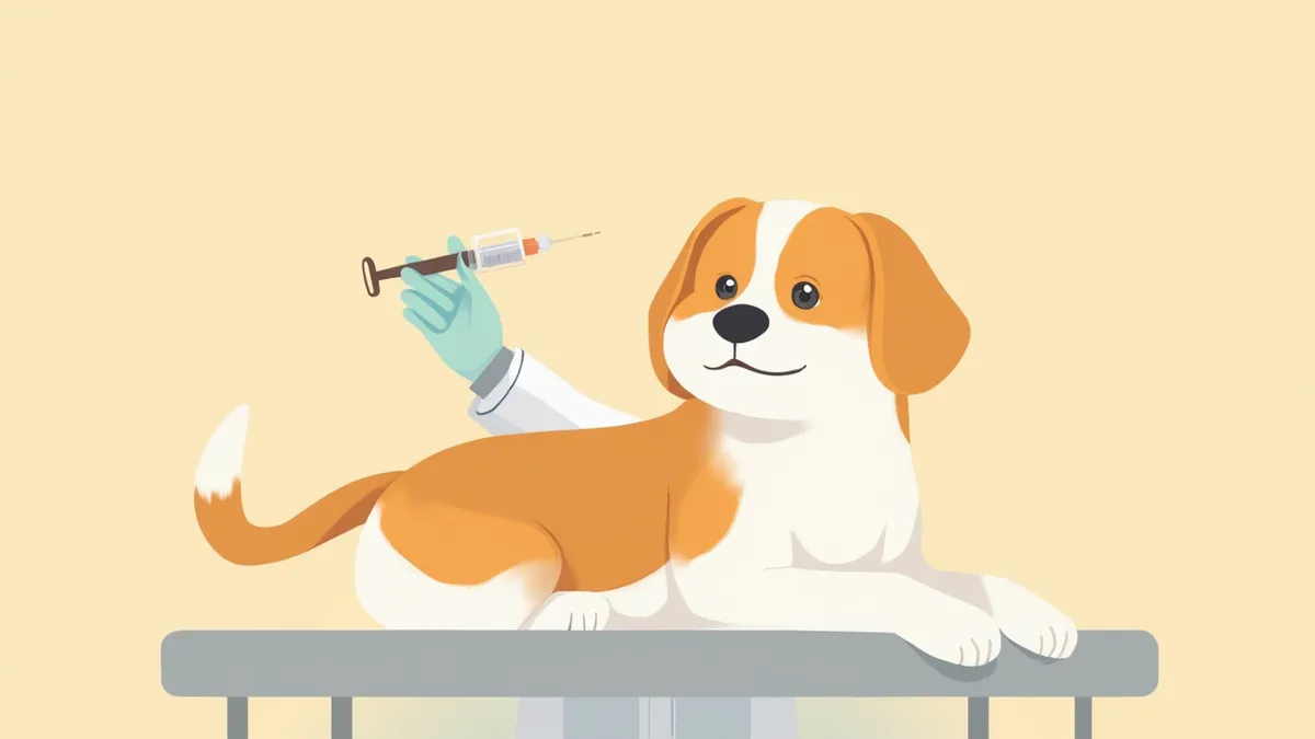 ACTH 자극 시험 준비 중인 수의사와 강아지