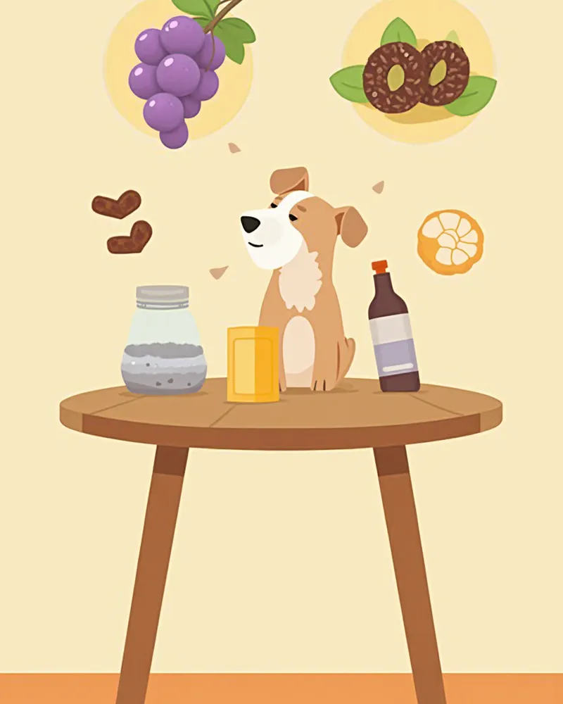 강아지 주변에 놓인 위험한 식품과 약품