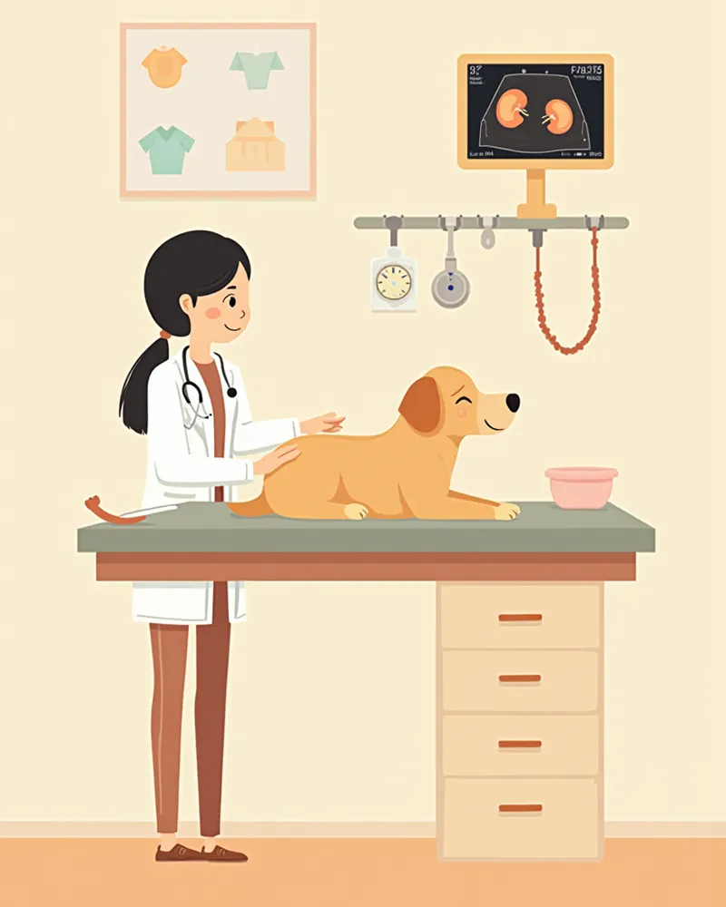 동물병원 초음파 검사 장면