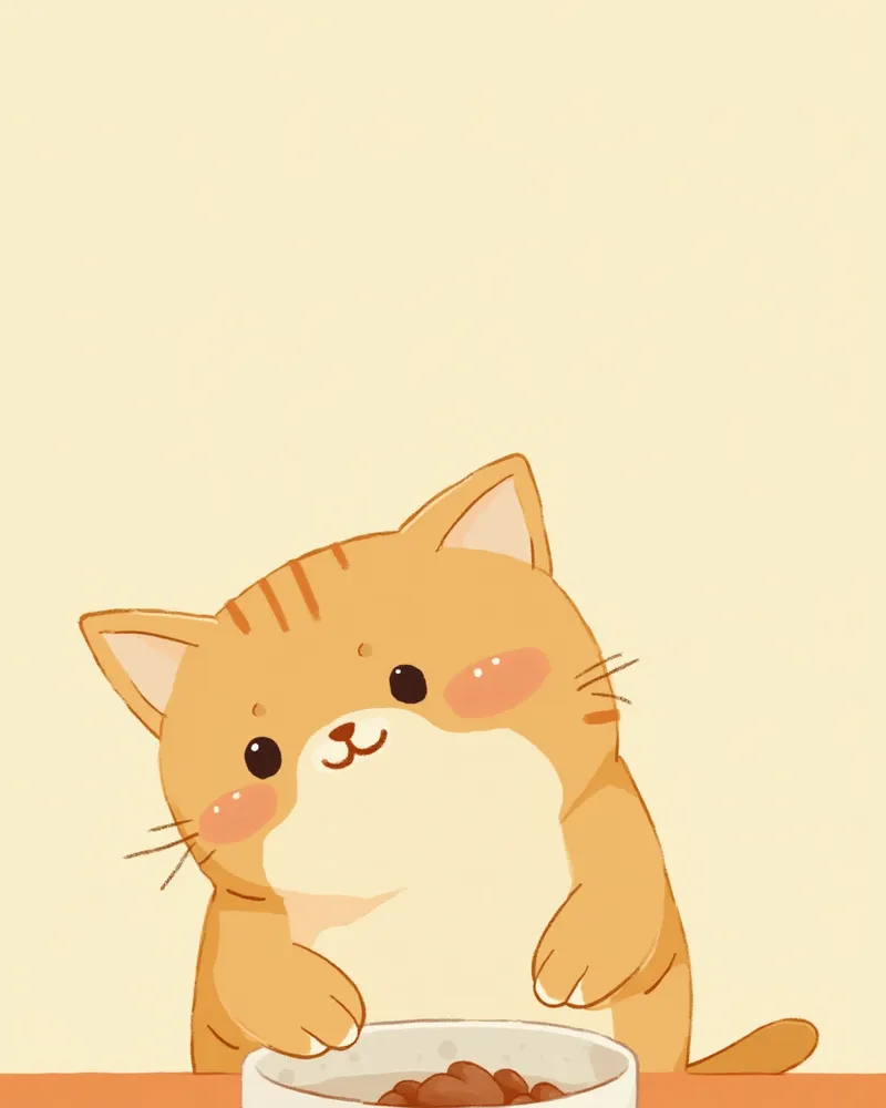 그릇에서 사료를 먹고 있는 건강한 체형의 성묘