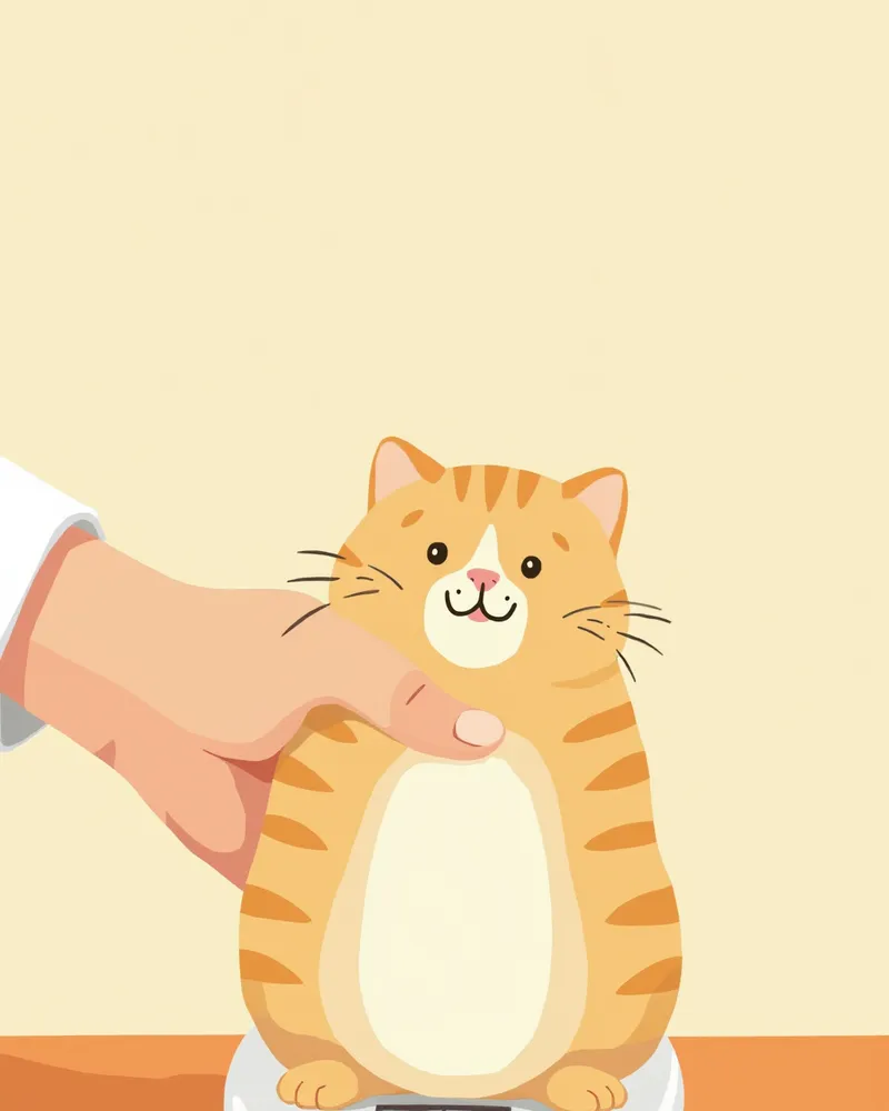 집에서 체중을 측정 중인 성묘 고양이