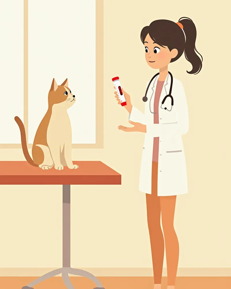 성묘 혈액검사 샘플을 확인하는 수의사