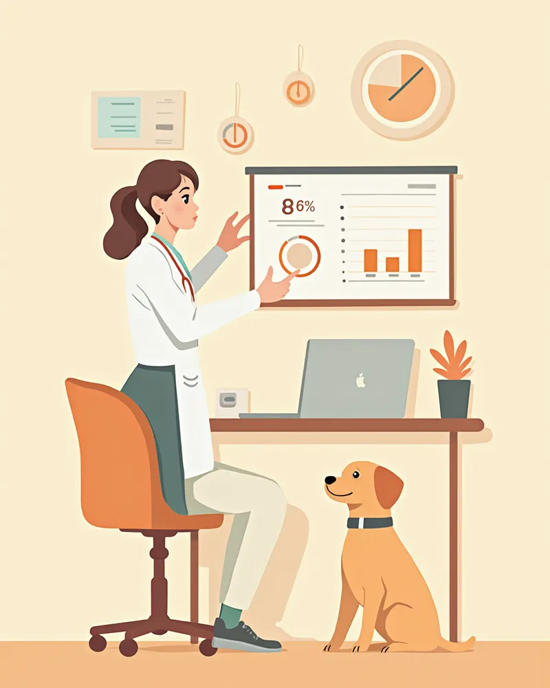 수의사가 사료 데이터를 검토하는 모습