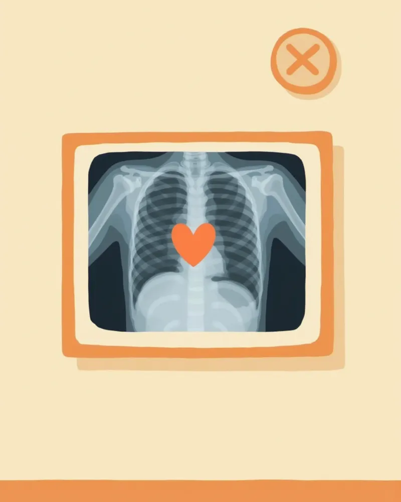 동물병원 모니터에 표시된 강아지 흉부 엑스레이와 심장 윤곽 강조 화면