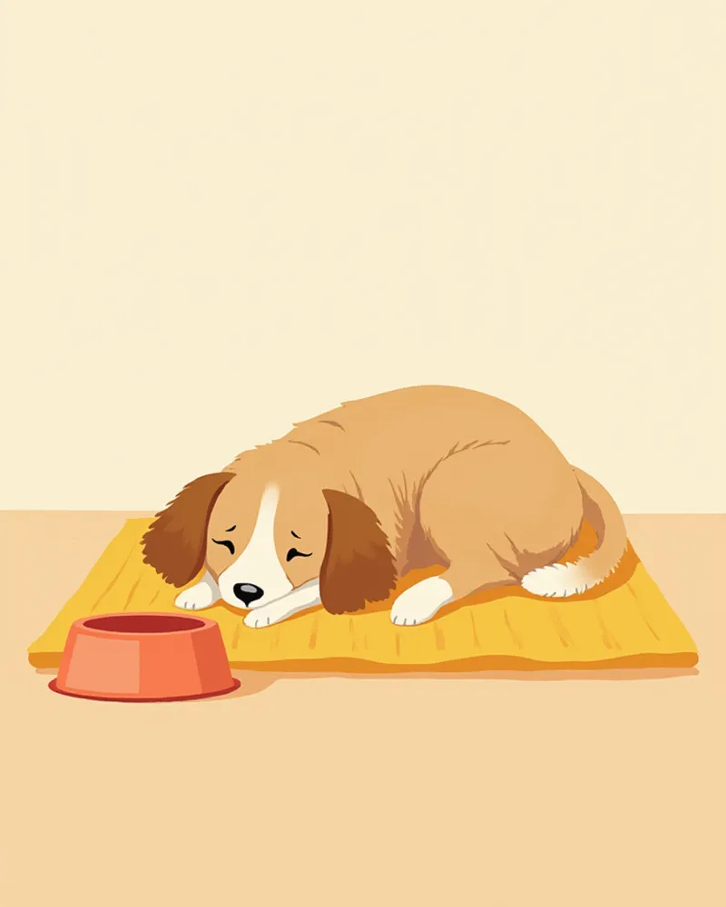 집에서 편안하게 회복 중인 강아지