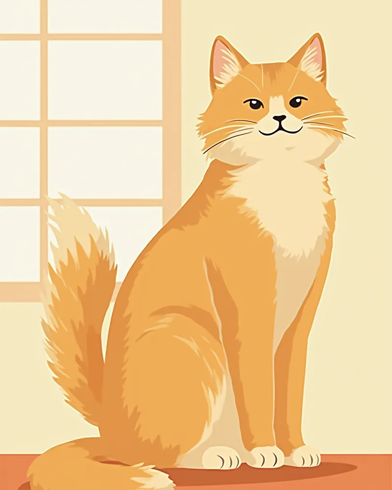 당당하게 앉아 있는 대형 메인쿤 고양이