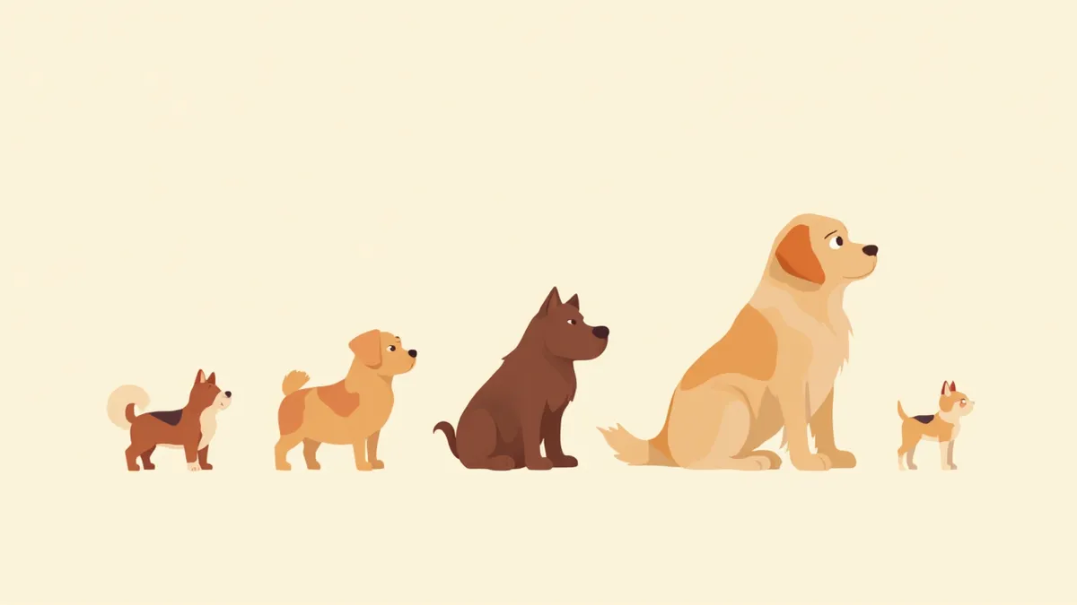 소형견부터 대형견까지 크기 순서대로 나란히 서 있는 모습