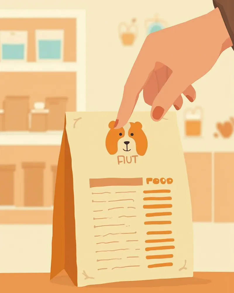 사료 포장 뒷면 원재료 확인하는 모습