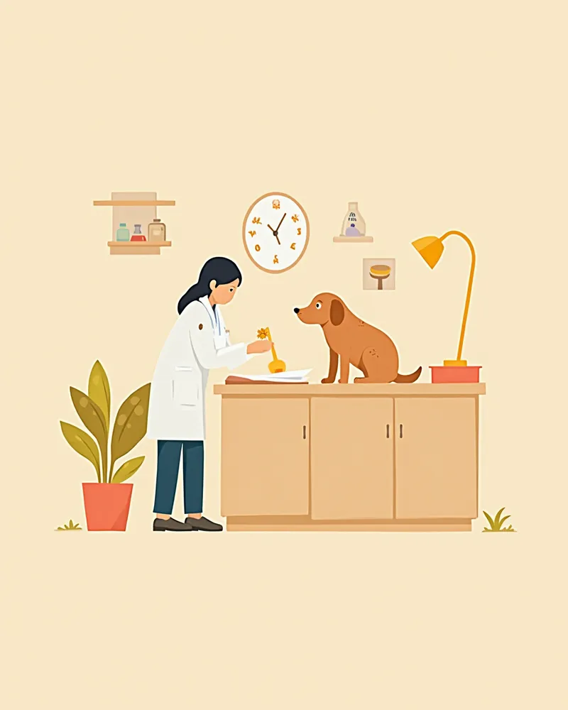 수의사와 음식 알레르기 기록 작성하는 모습