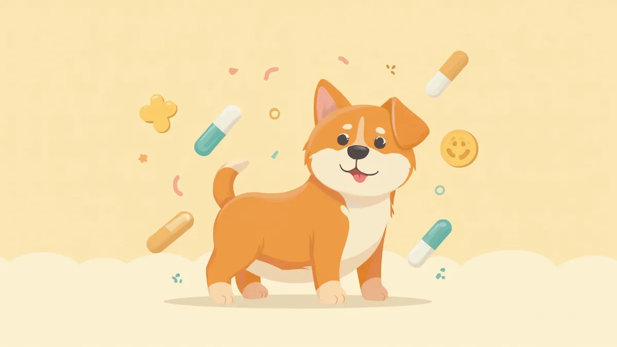 알러지 강아지를 위한 유산균과 장 건강 개념 이미지