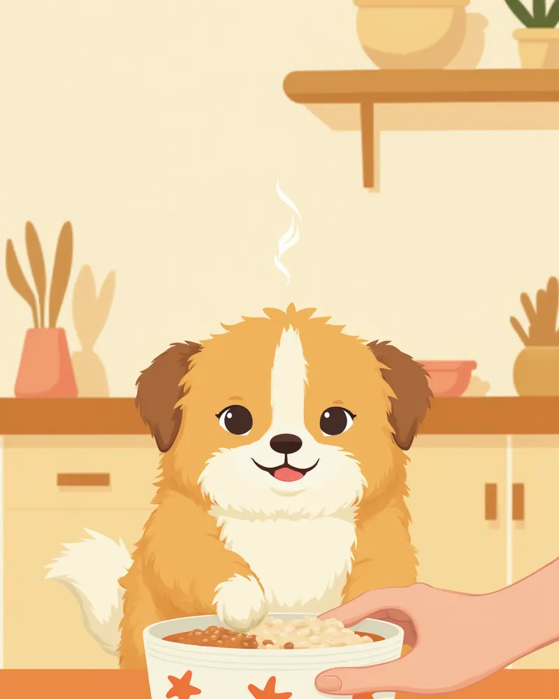 유산균을 급여받는 강아지 이미지