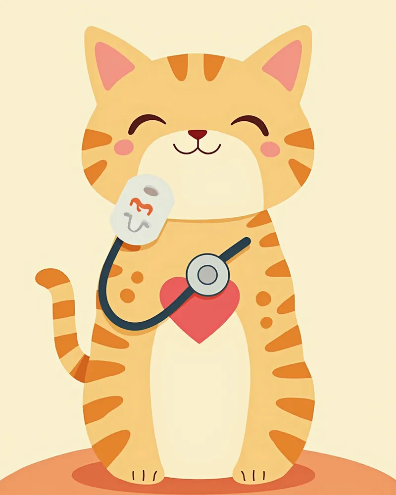 동물병원에서 심장 검진을 받고 있는 아메리칸컬 고양이