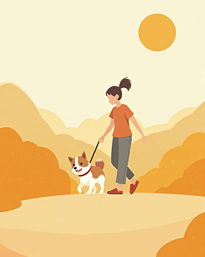 산책 중인 건강한 강아지