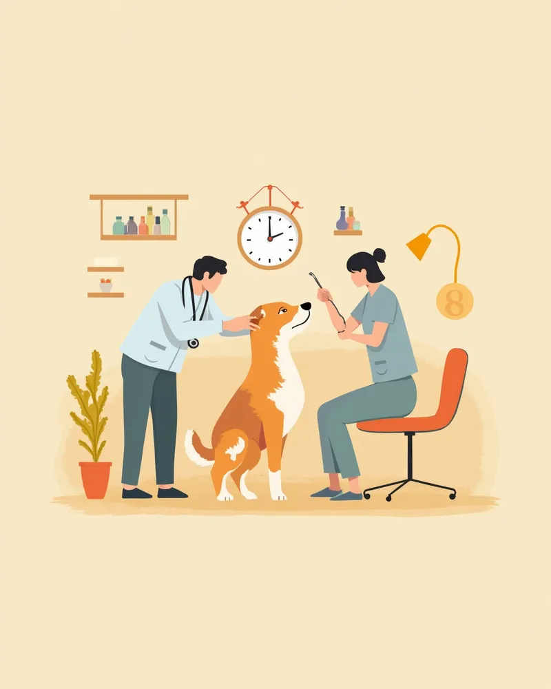 수술 전 진료받는 강아지