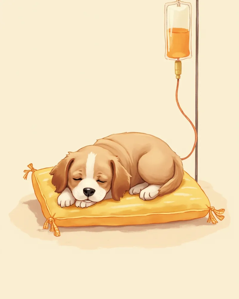 재생성 빈혈로 치료받는 강아지 이미지