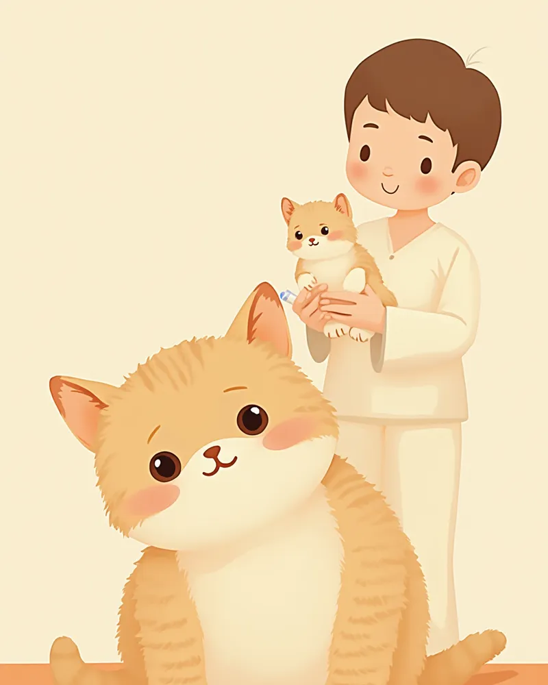 예방접종을 받는 아기 고양이