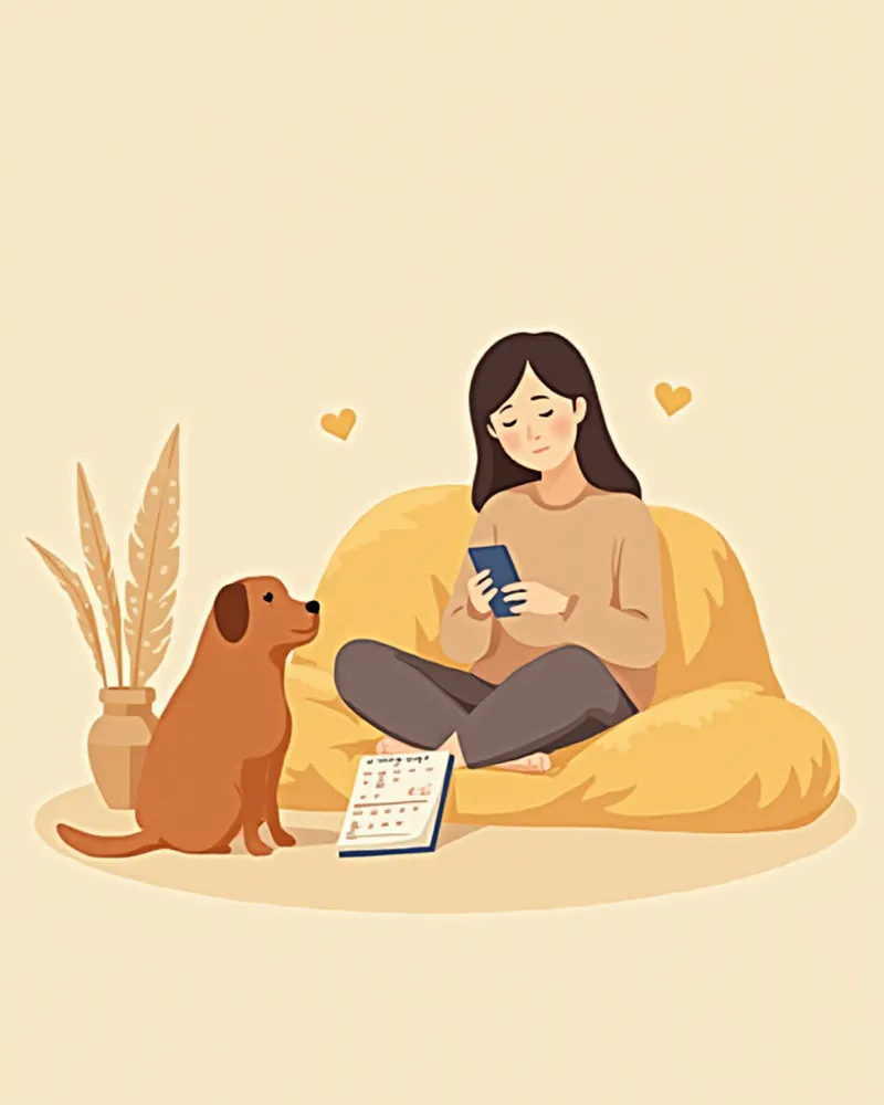 스마트폰 캘린더로 강아지 케어 알림을 설정하는 보호자