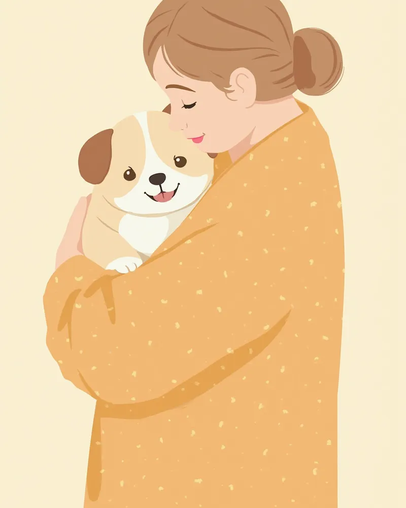 담요로 강아지를 감싸 병원으로 이동 준비 중인 보호자