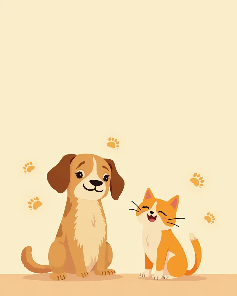 시니어 강아지와 고양이의 건강 관리 개념 일러스트