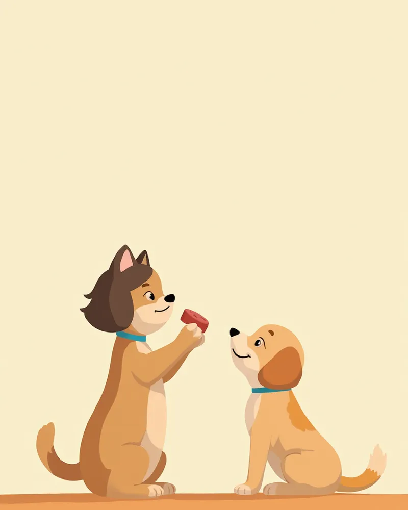 간식을 이용해 아이컨택을 연습하는 강아지와 보호자