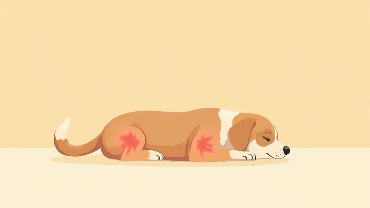 여러 관절에 염증이 표시된 강아지 일러스트