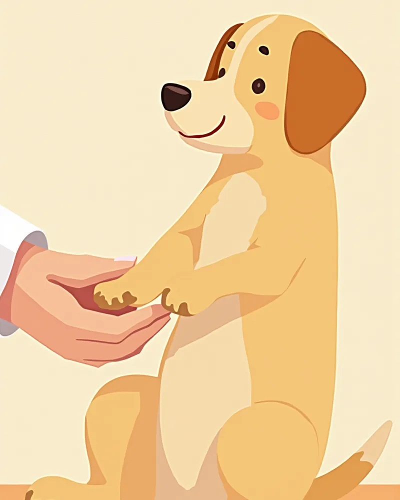 수의사가 강아지 발목 관절을 진찰하는 모습