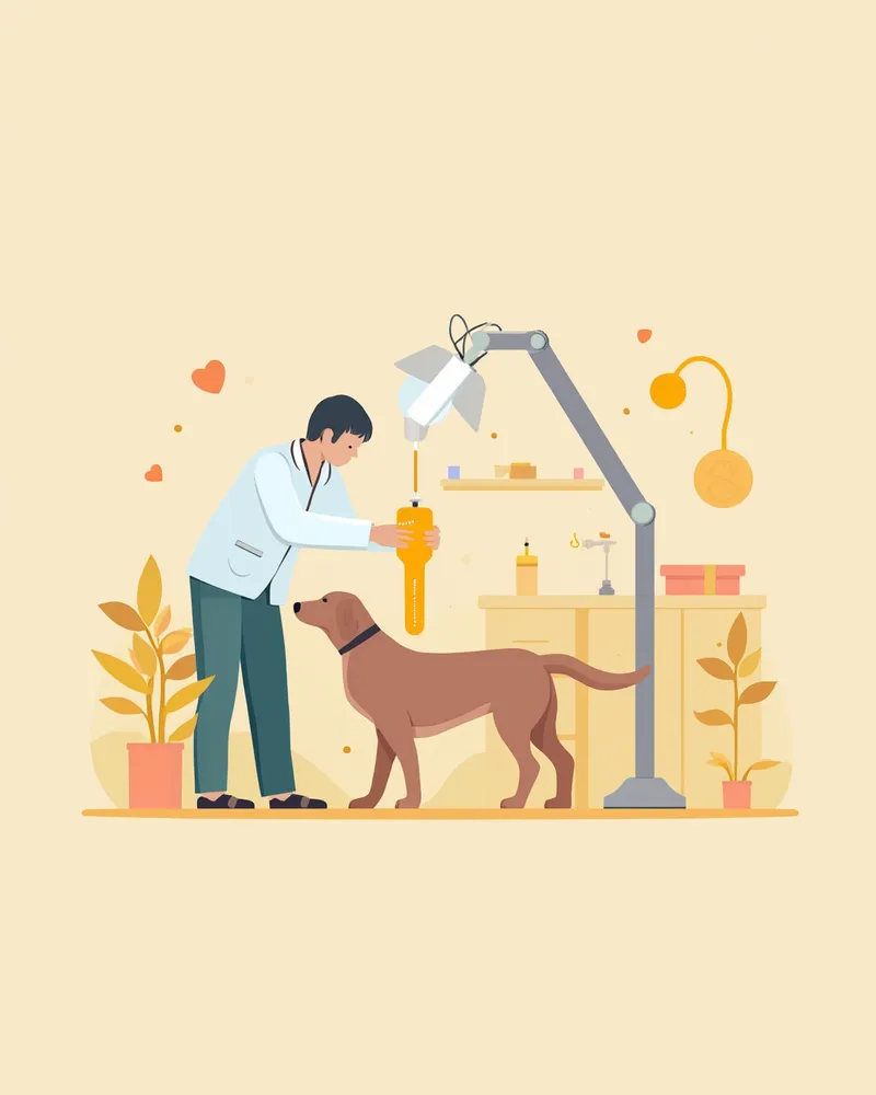 관절액 검사를 받고 있는 강아지