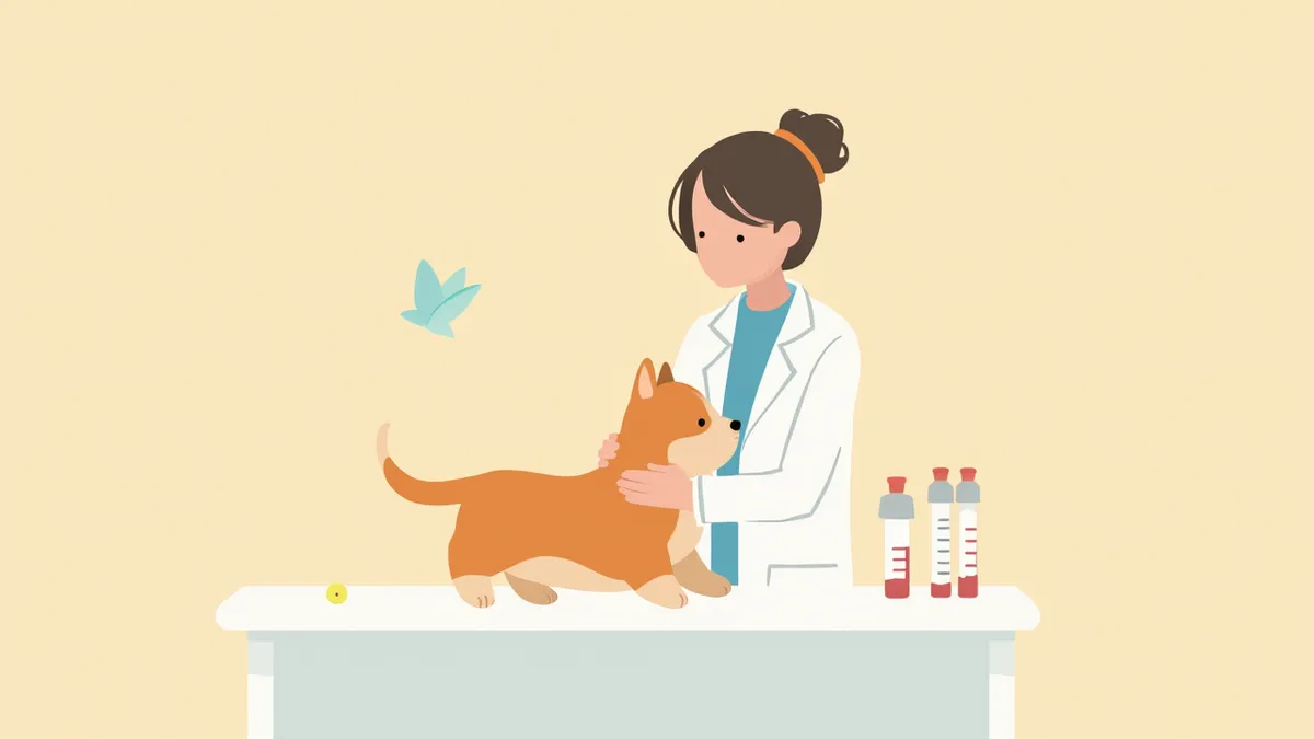 수의사가 강아지와 고양이의 혈액 검사 준비를 하는 모습