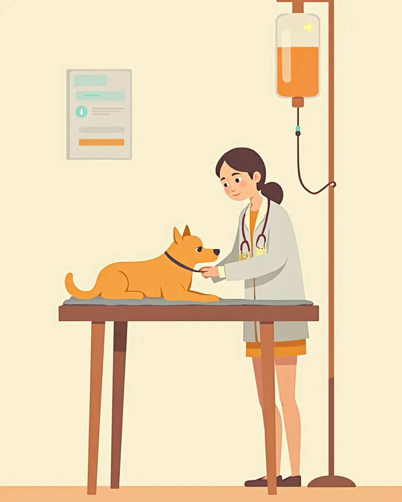 수액 치료를 받고 있는 강아지