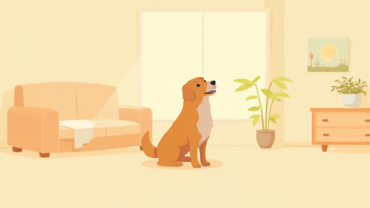 여러 감정으로 짖고 있는 골든리트리버 일러스트