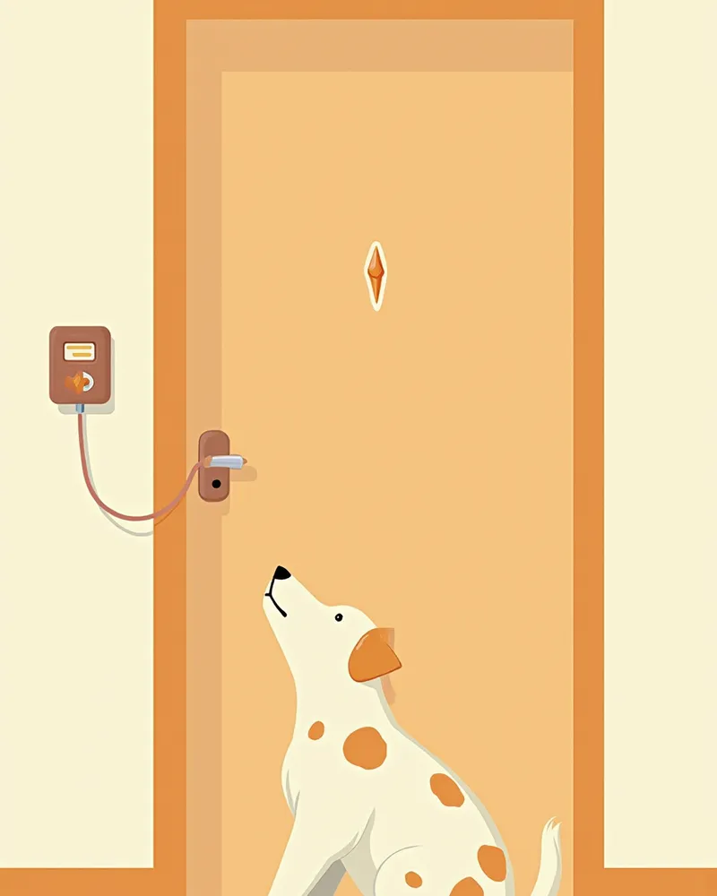 경계 짖음과 요구 짖음을 비교하는 강아지 일러스트