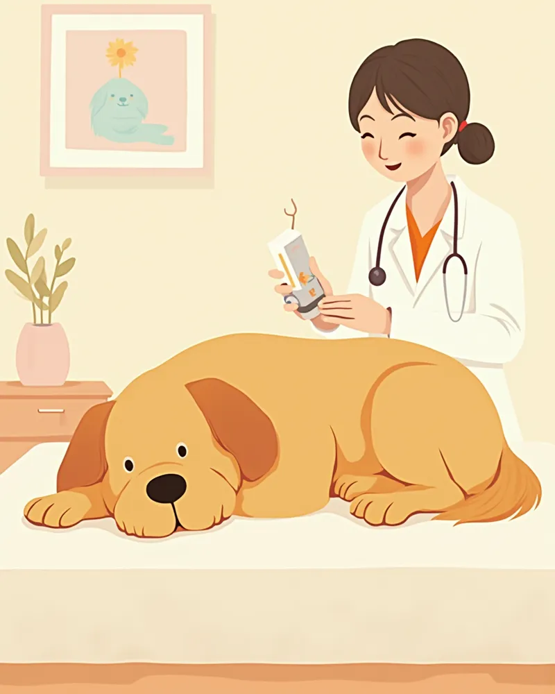 초음파 검사를 받는 시니어 강아지