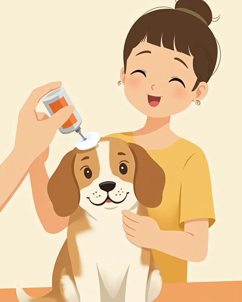 비글 귀를 청소하는 모습