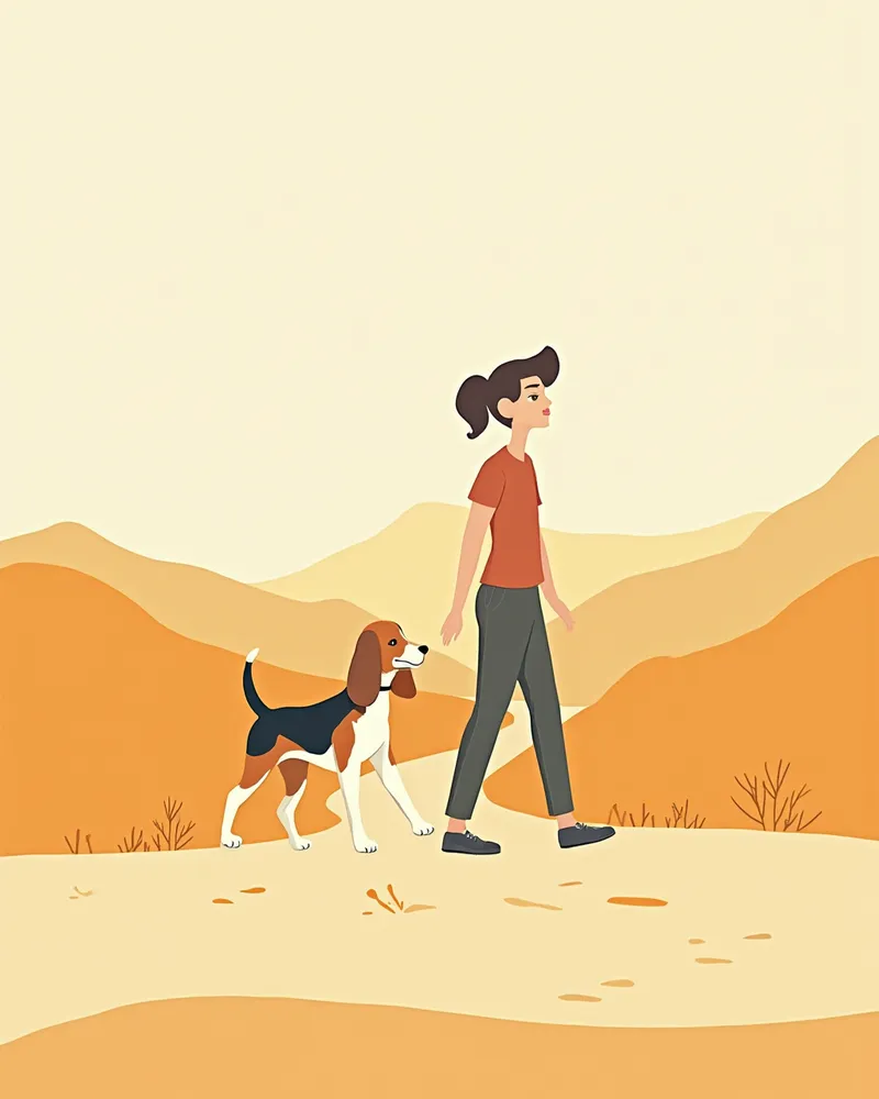 산책 중인 비글과 보호자