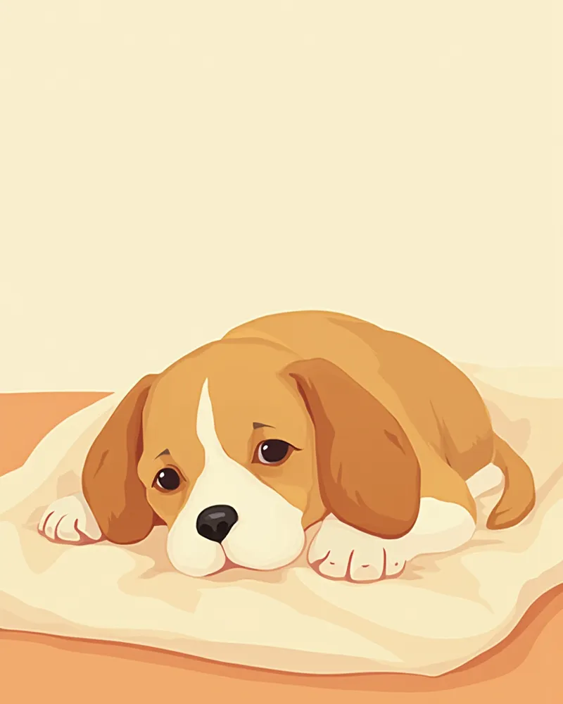 실내에서 편안하게 쉬고 있는 비글