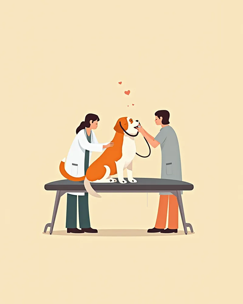 비글을 진료하는 수의사