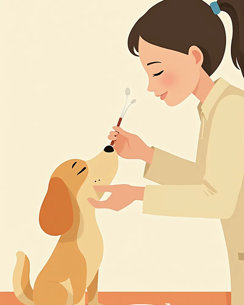 강아지 잇몸 색을 확인하는 수의사의 손