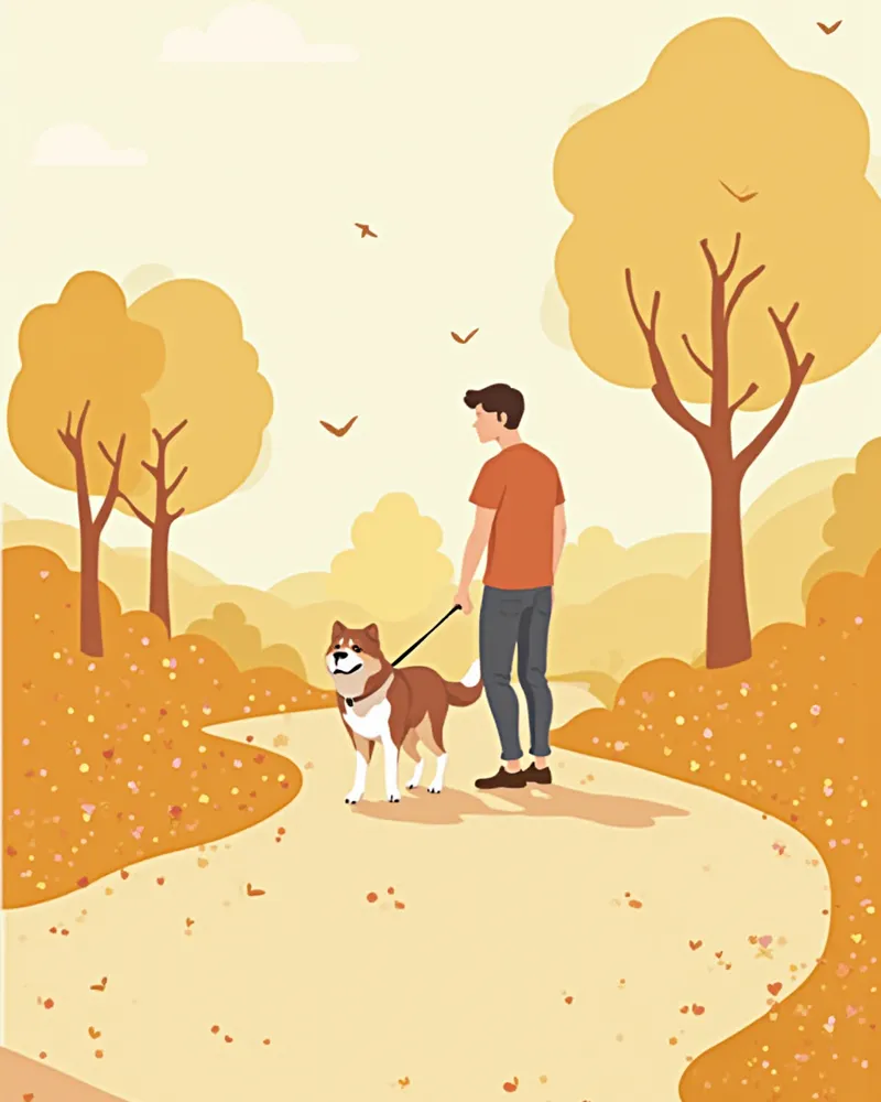 여름철 안전한 경로로 산책하는 강아지와 보호자