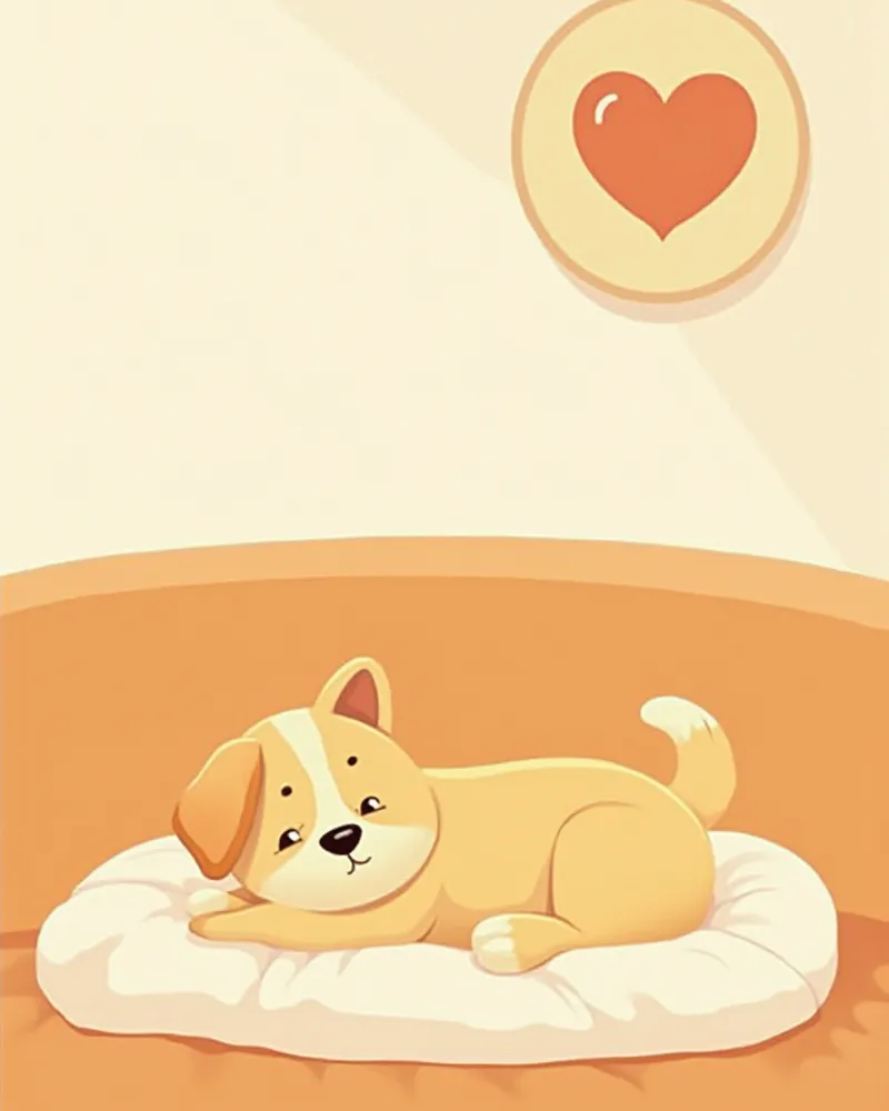 집에서 편안히 쉬고 있는 심장 관리 중인 노령견