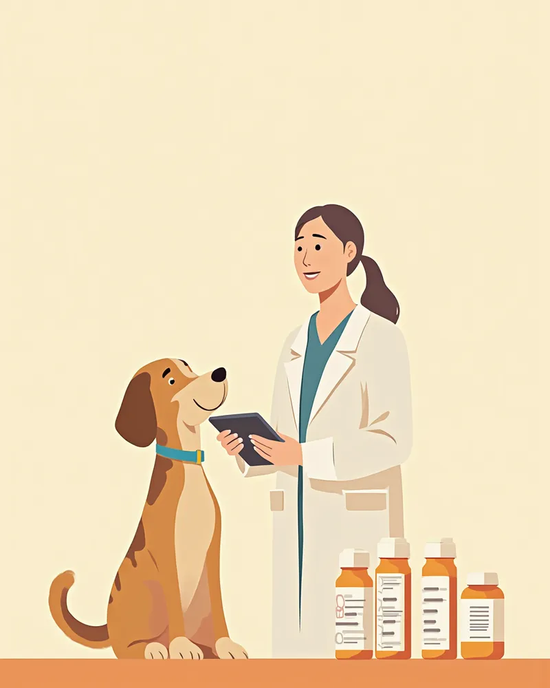강아지 복용 약물 목록을 확인하는 수의사