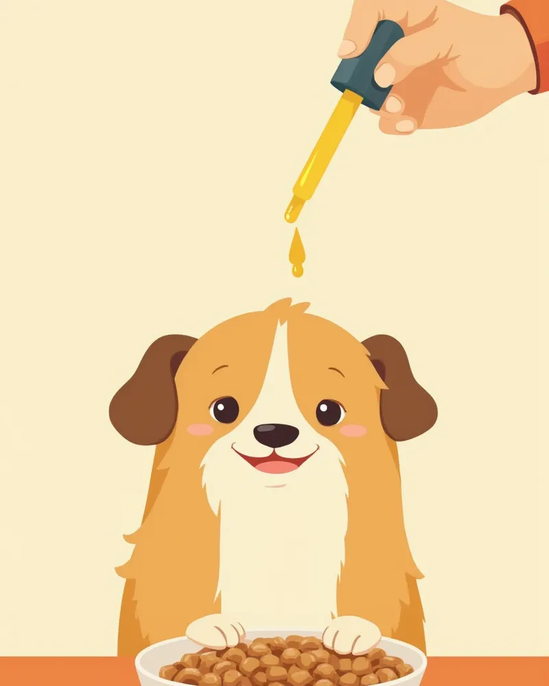 사료 위에 연어오일을 뿌려주는 모습